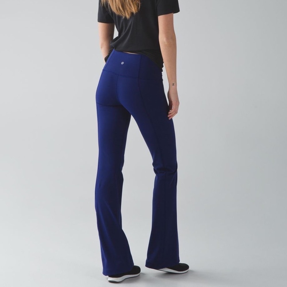 Lululemon Groove Pant III Full on Luon Navy Blue High Rise Flare Yoga Pants
